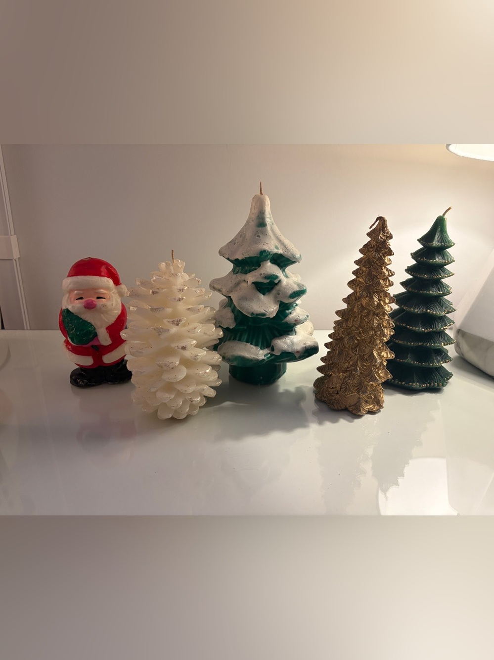 Vintage Christmas Tree & Santa Candle Bundle - Set of 5